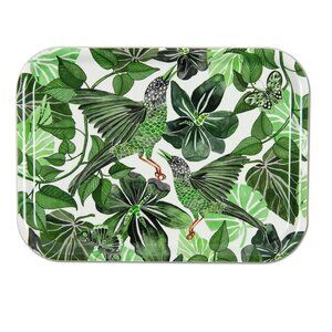 Artisan Serving Trays -- Blues in Green Rectangular